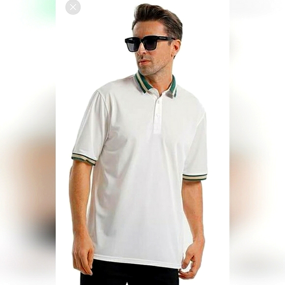New! Lediney (2XL) Men's Polo Golf Tennis Shirt. Regular Fit. White. - Picture 8 of 10